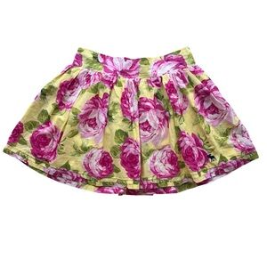 Abercrombie & Fitch Women’s M Pink Yellow Peony Floral Line Pleat Mini Skirt Y2K